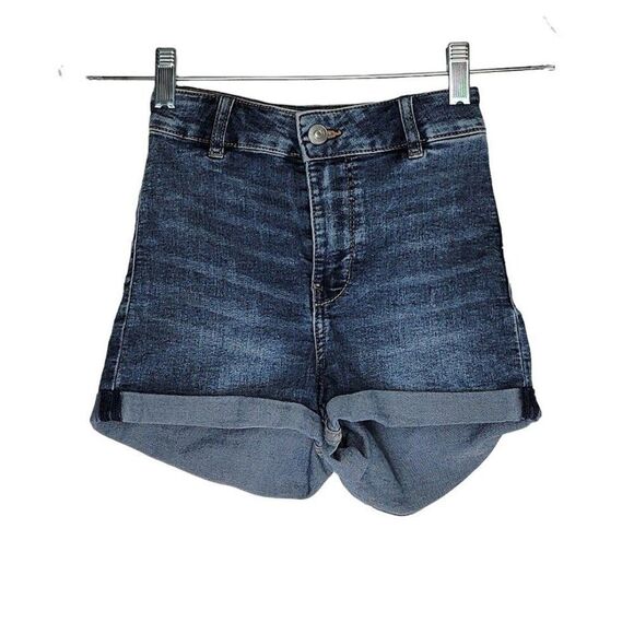 H&M Divided Women's Denim High-Waist Shorts Size 0 Medium Wash - Picture 1 of 9